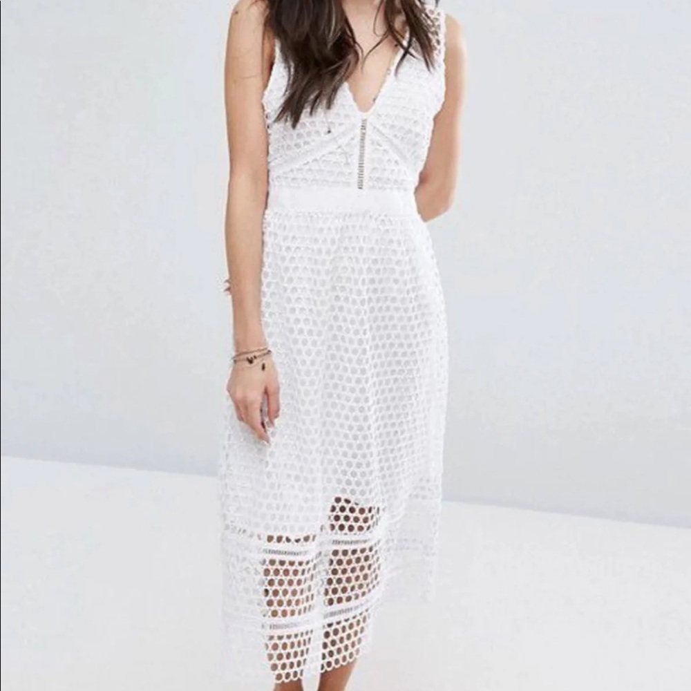 Abercrombie and Fitch midi lace dress white